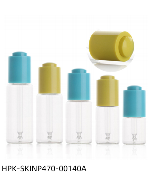 Glass Bottle with Plastic Yellow/Blue Push-button Pipette Cap
